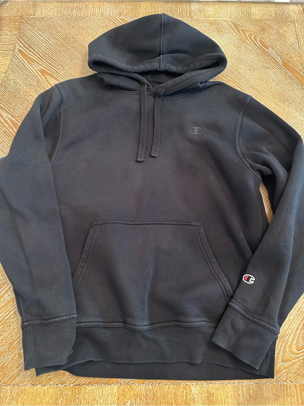 Champion Black Pullover Hoodie with Subtle Logo